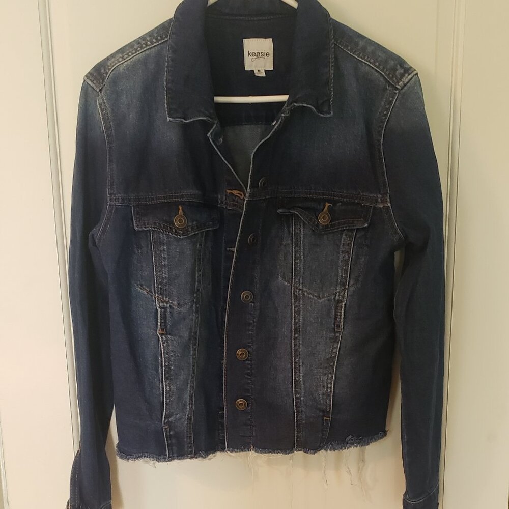 Cropped, raw hem Kensie jean jacket